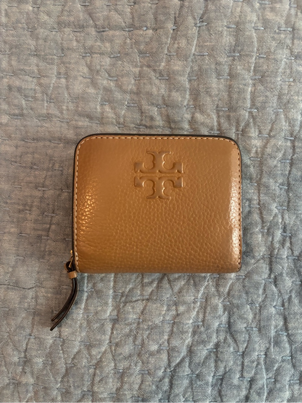 Tory Burch Caramel Leather Zip Around Wallet